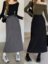 Casual Full Length Side Pocket Loose Skirts With Belt